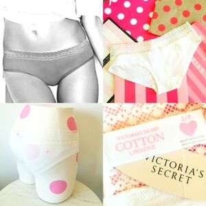 Victoria's Secret Vintage Cotton Lingerie Low Rise Hiphugger Panty NWT Lace